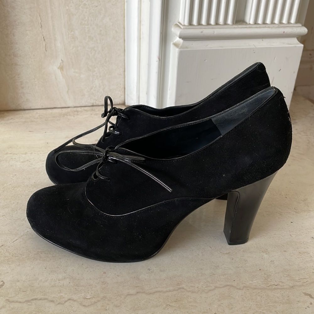 Nine West Black Suede Lace-Up Pump Heels